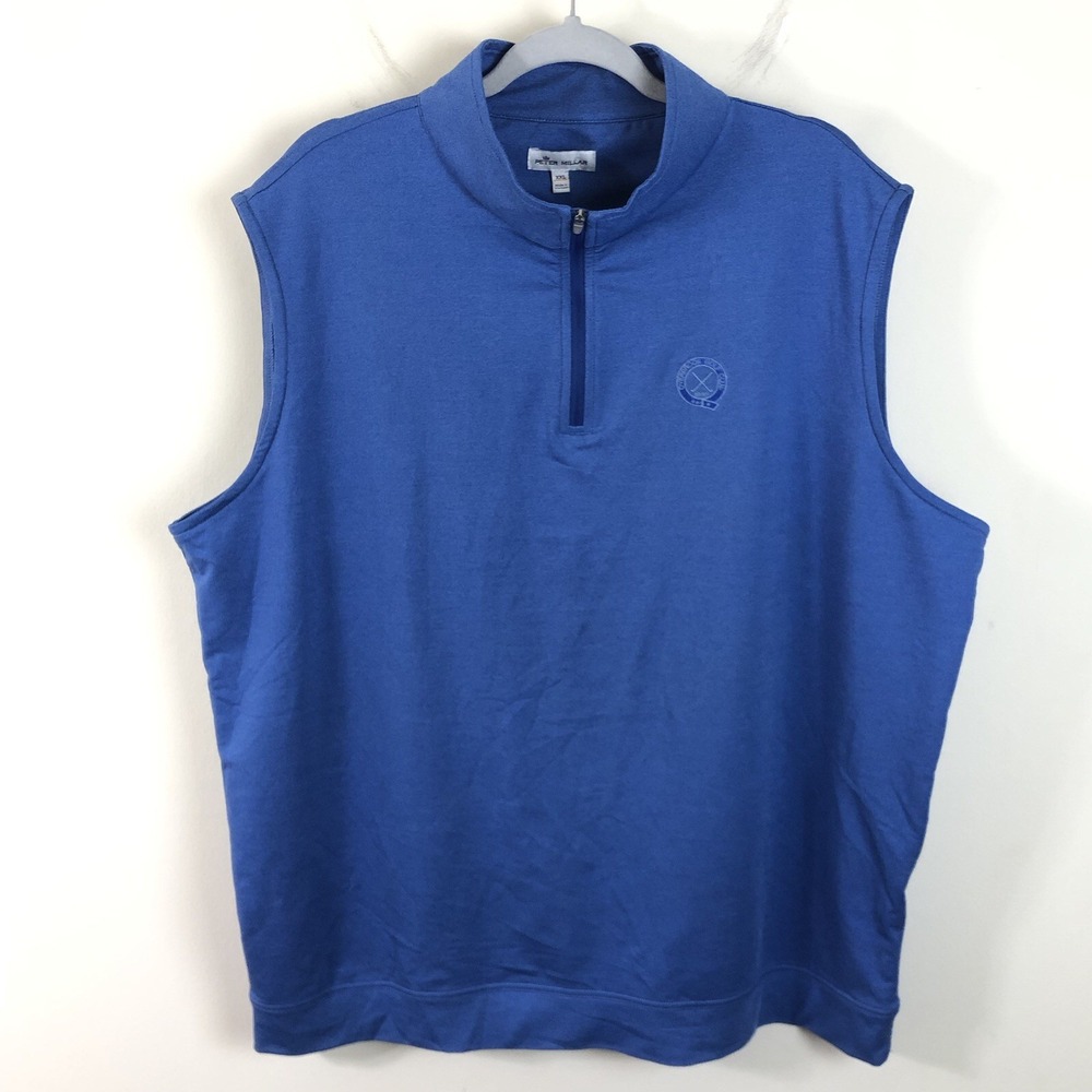 Peter Millar Overbrook Golf Club 1/4 Zip Performance Vest Men's 2XL Blue Outdoor